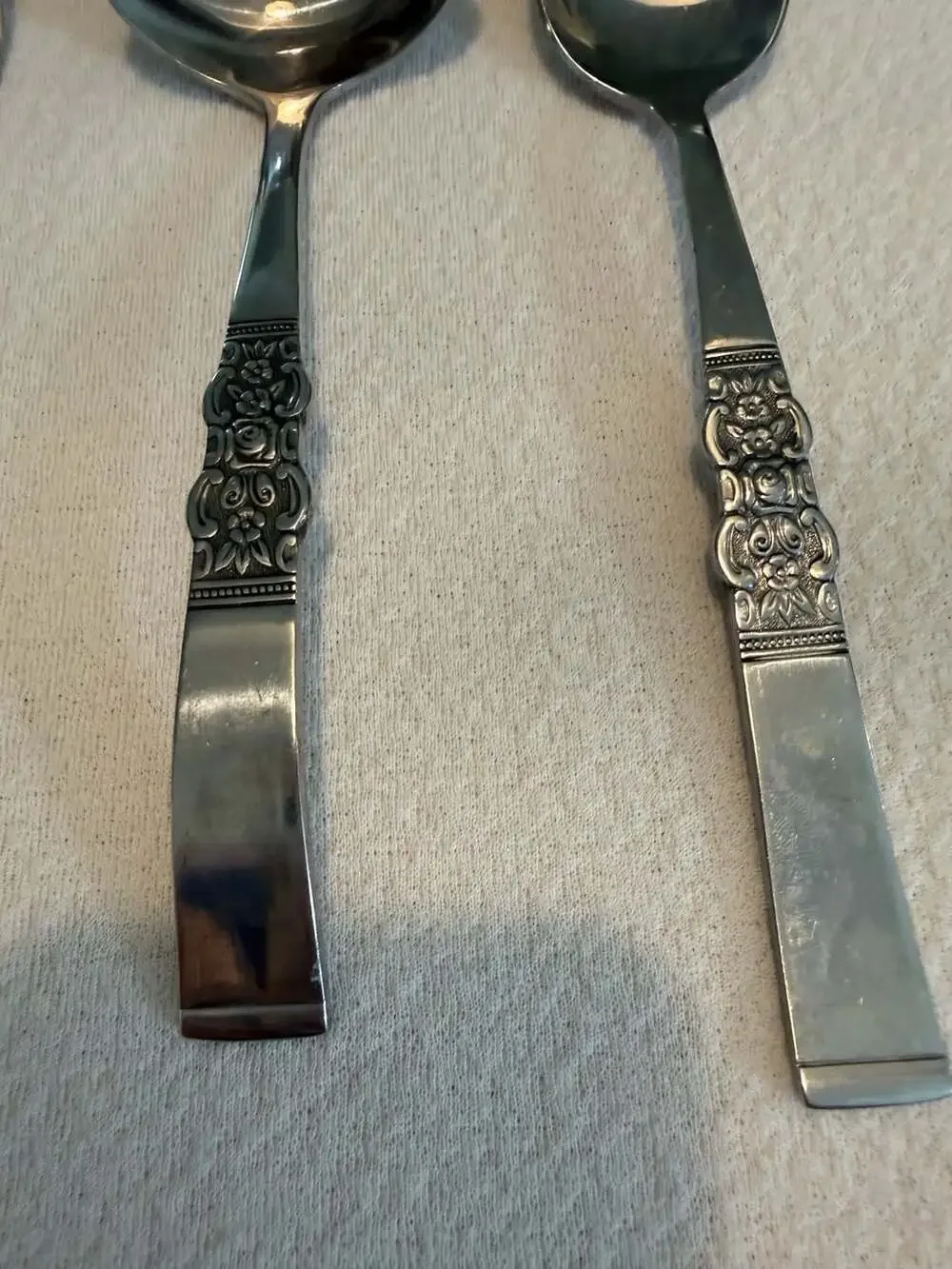 Vintage Northland Stainless Korea Serving Set Floral Scroll Pattern